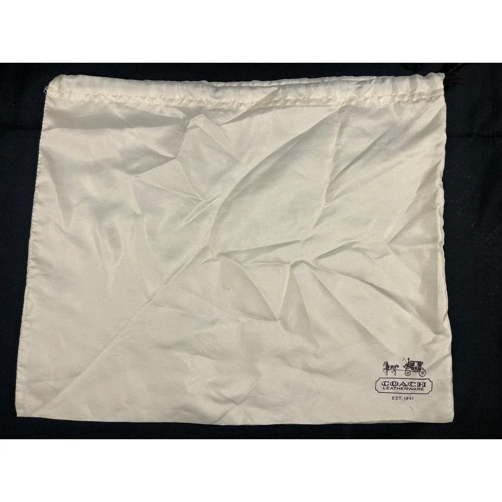 Coach Leatherware‎ Cream Satin Drawstring Handbag Dust Bag 15.5x12.5 Horse Logo
